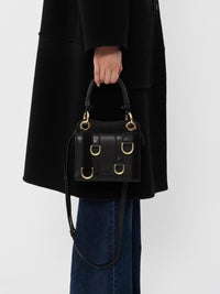 Mini sac porté épaule en cuir - Black