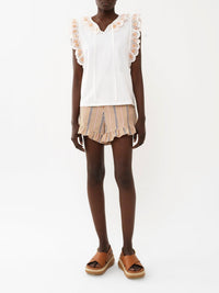 Short taille haute à volants - Multicolor Beige