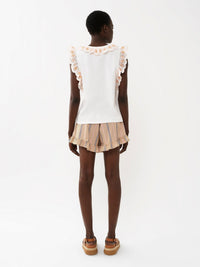 Short taille haute à volants - Multicolor Beige