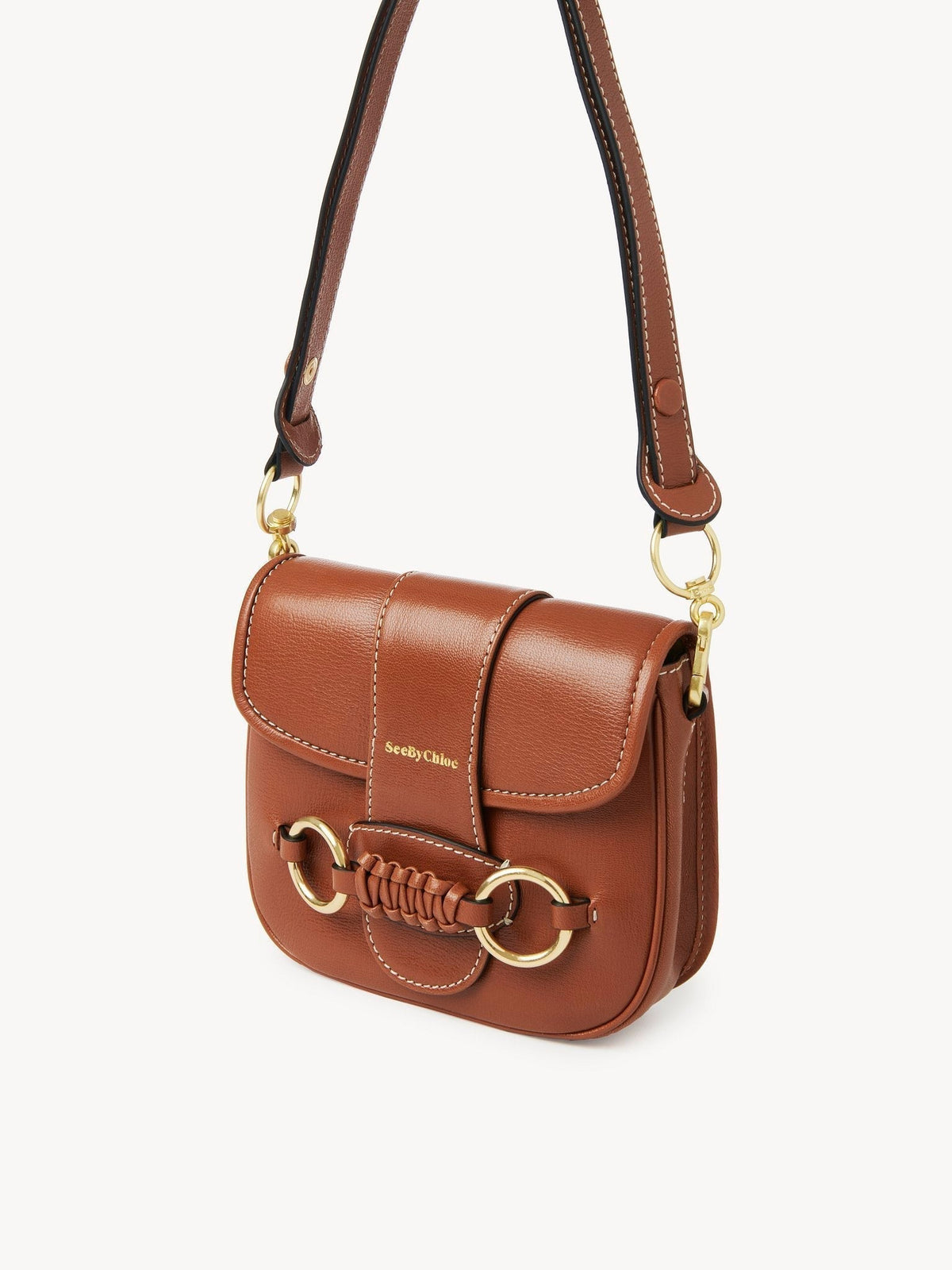 Sac porté épaule Saddie en cuir - Caramello