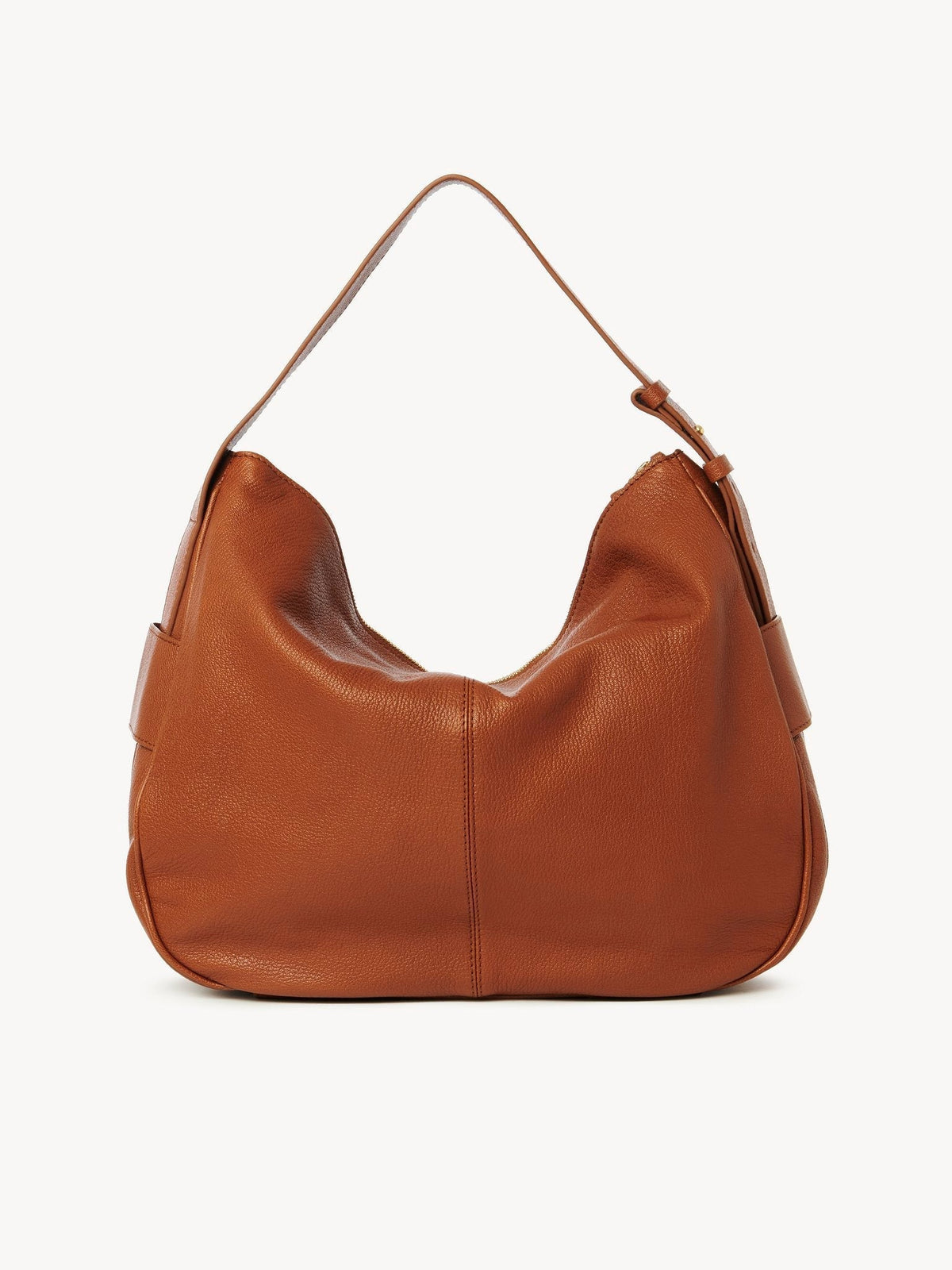 Sac hobo en velours et cuir - Caramello