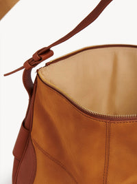 Sac hobo en velours et cuir - Caramello