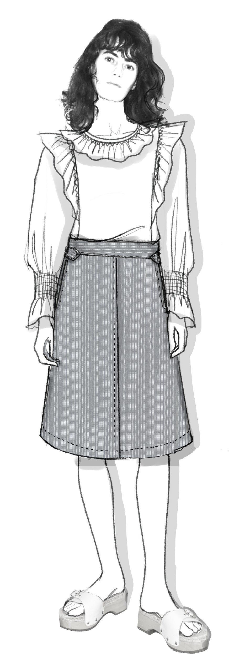 NEW_Skirt, Blue - White 1, 38