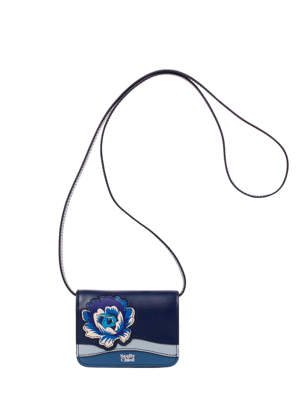 Mini sac porte-cartes Layers en cuir - Denim