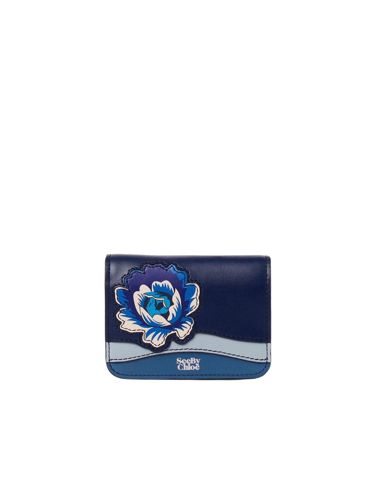 Mini sac porte-cartes Layers en cuir - Denim