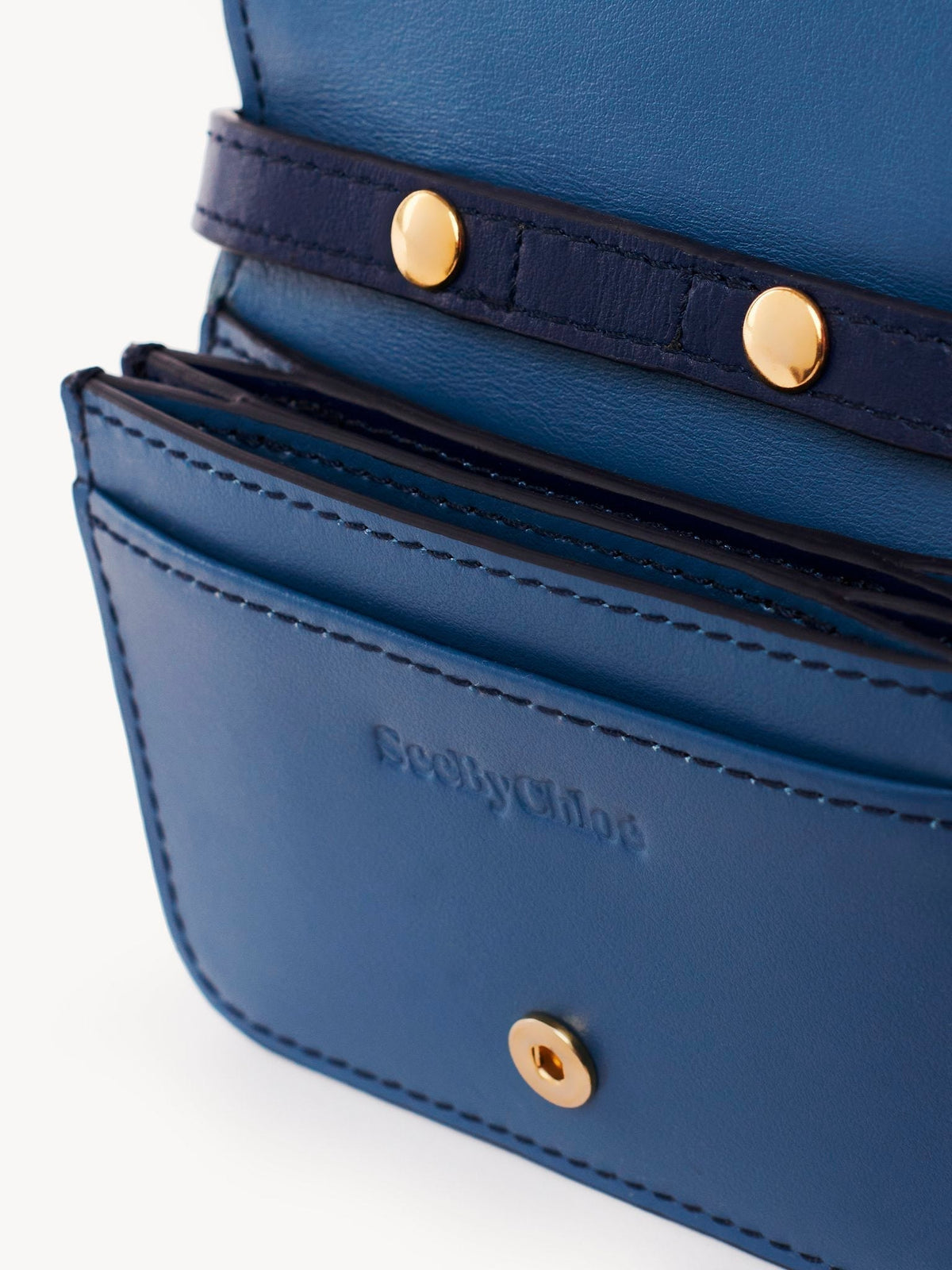 Mini sac porte-cartes Layers en cuir - Denim