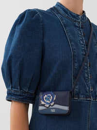 Mini sac porte-cartes Layers en cuir - Denim