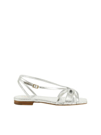 Sandales plates Nour en cuir - Silver
