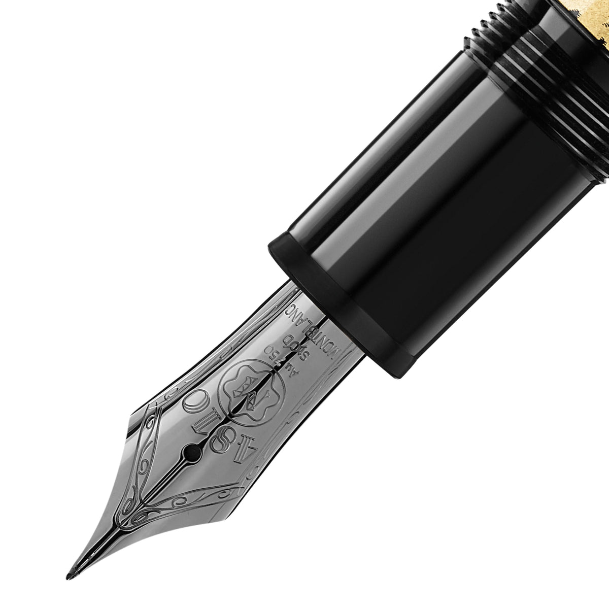 Stylo plume (F) Meisterstück Solitaire Calligraphie motif feuille d’or