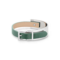 Bracelet Wrap Me en acier et en cuir gris d’étain. Taille réglable