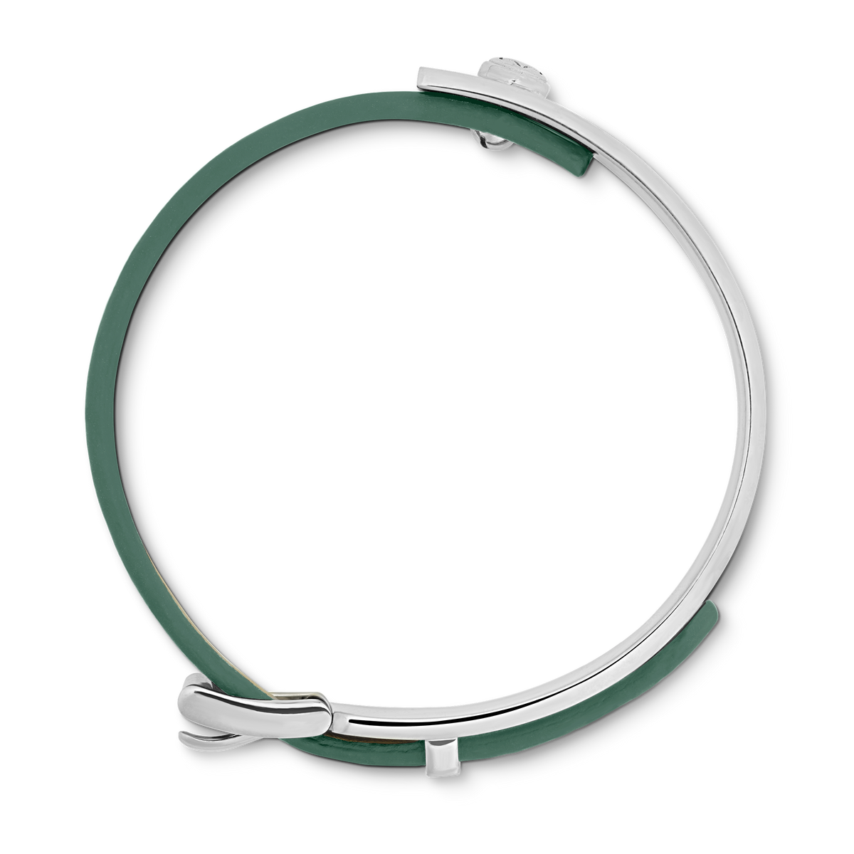 Bracelet Wrap Me en acier et en cuir gris d’étain. Taille réglable