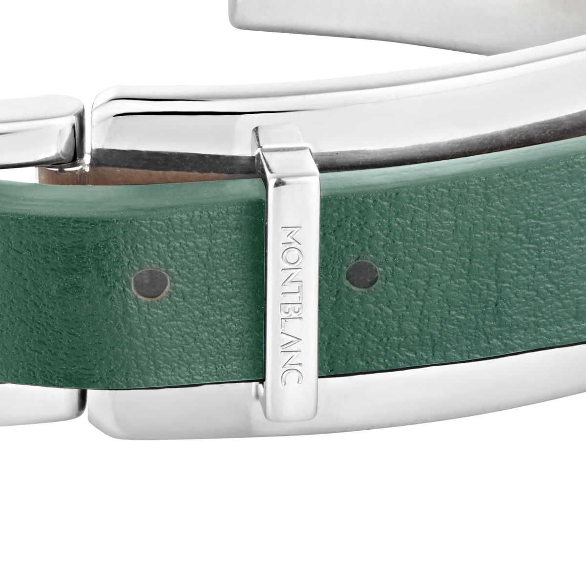 Bracelet Wrap Me en acier et en cuir gris d’étain. Taille réglable