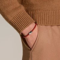 Bracelet à 3 anneaux de la collection Meisterstück en acier et en cuir rouille