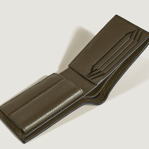 Portefeuille 4cc avec Porte-Monnaie en Cuir Grainé