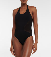 Maillot de bain une pièce dos nu sans coutures - Brun foncé