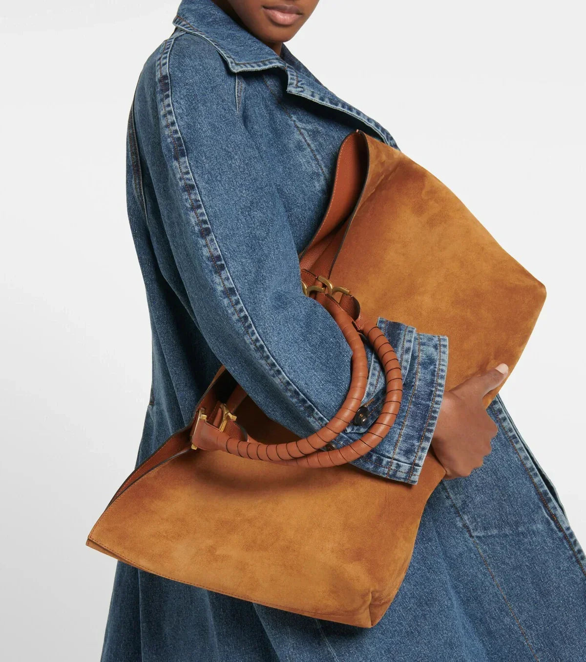 Sac à main cabas Marcie en cuir - Caramel