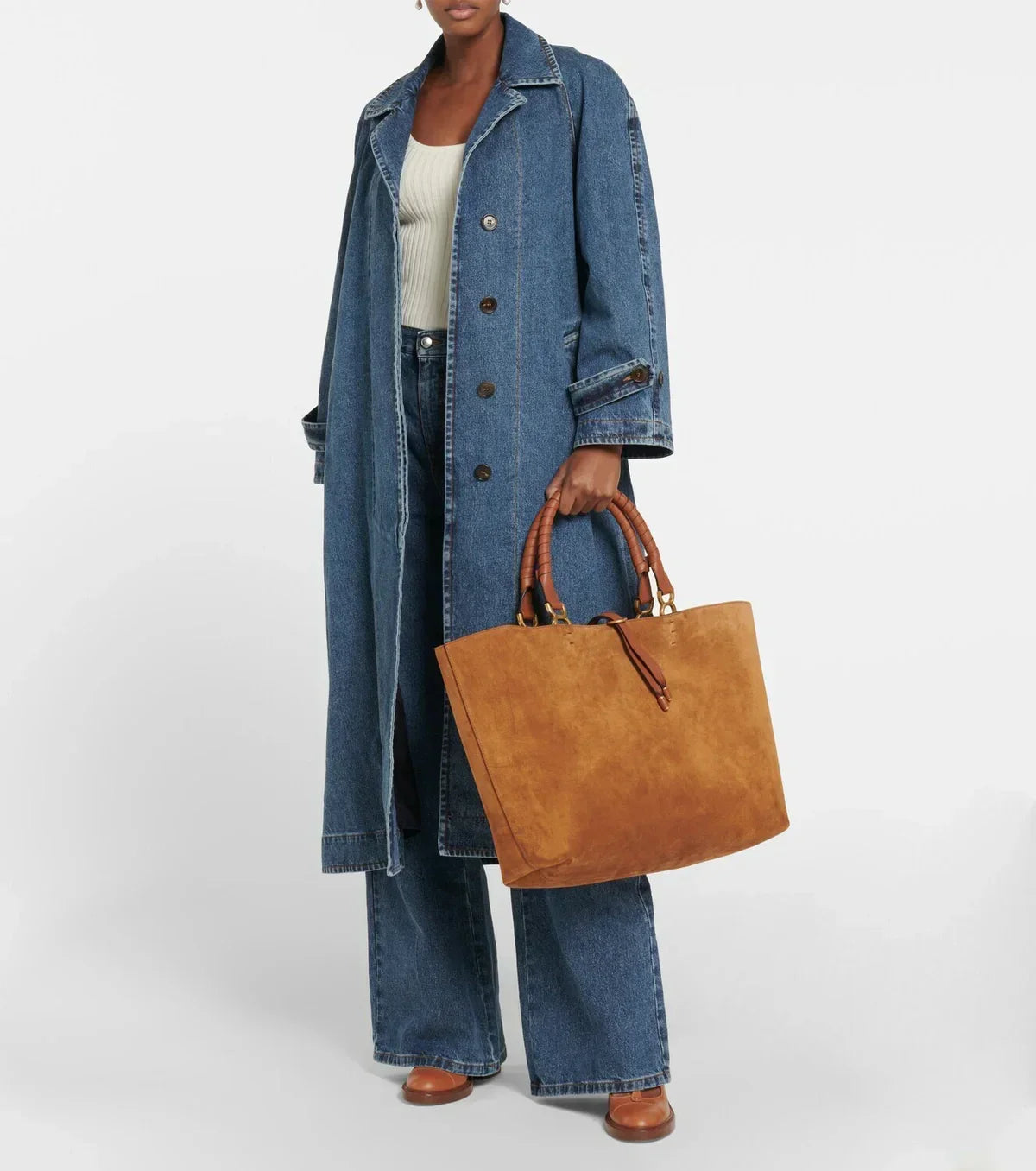 Sac à main cabas Marcie en cuir - Caramel