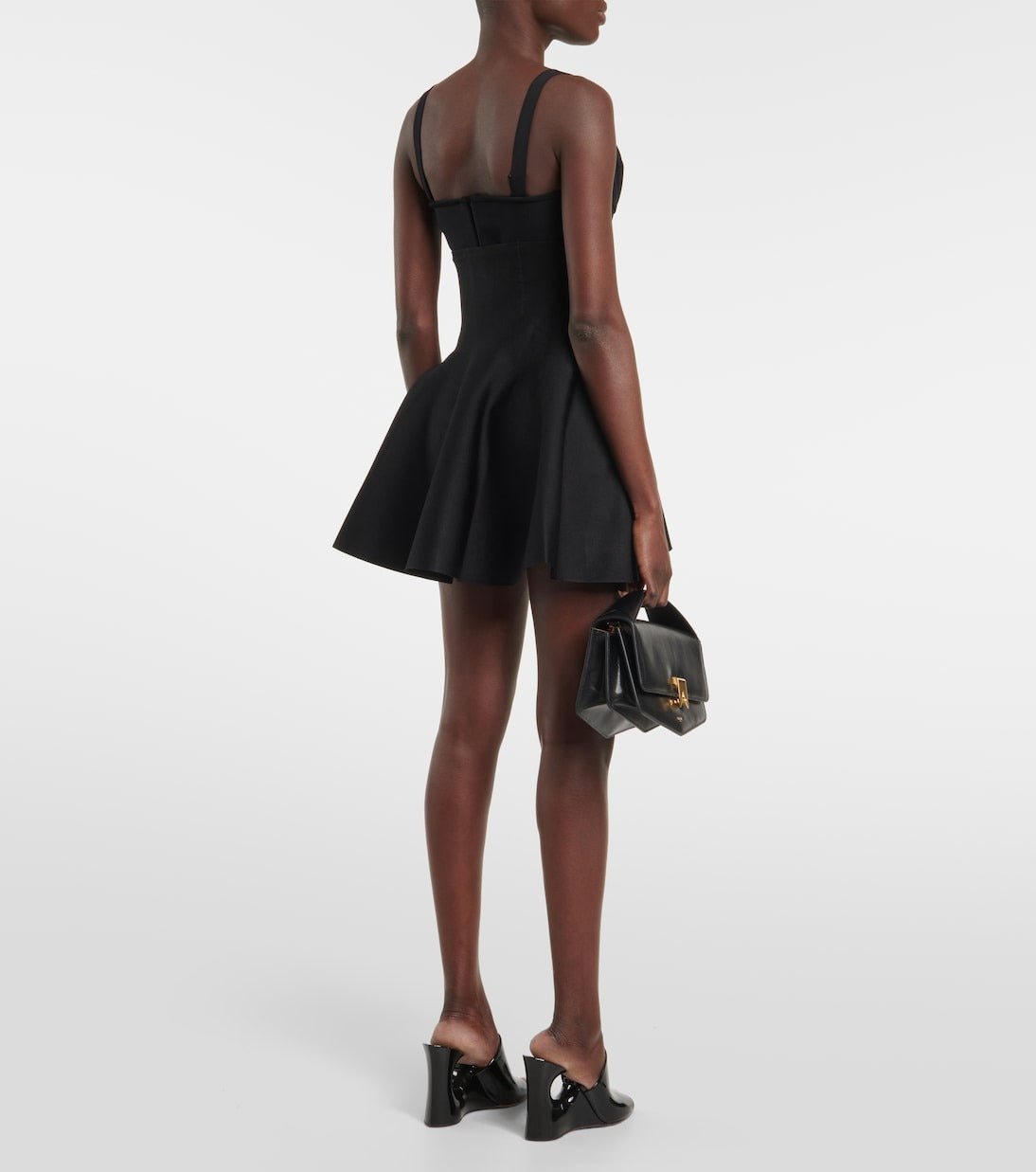 Jupe courte à corset - Noir Alaïa