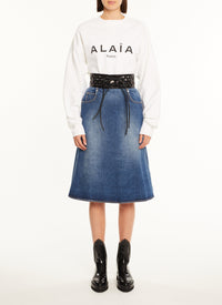 Sweat à logo Alaïa - Nude & Blanc