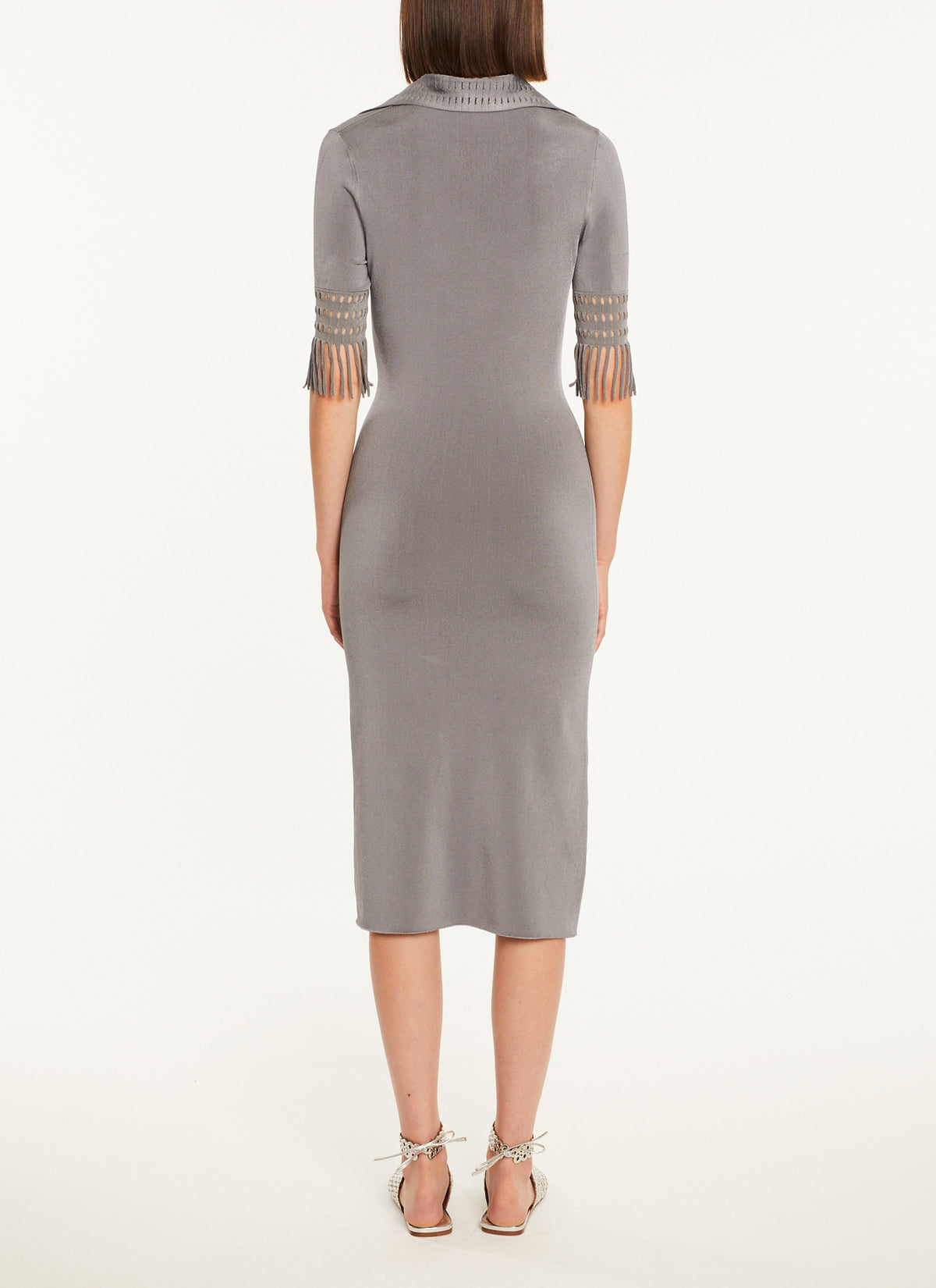 Robe mi-longue à col polo - Marine