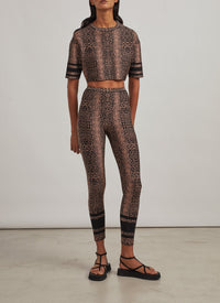 Animal print leggings - Black & Flesh