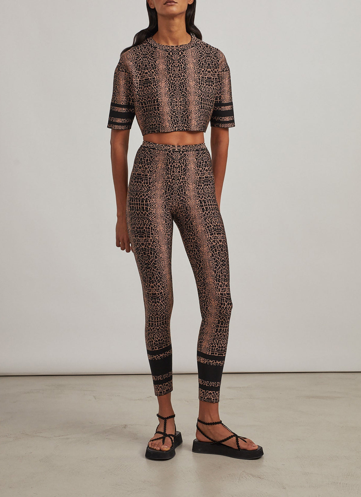 Animal print leggings - Black & Flesh