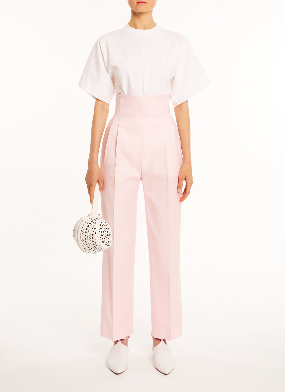 Straight-leg silk blend trousers - Pink