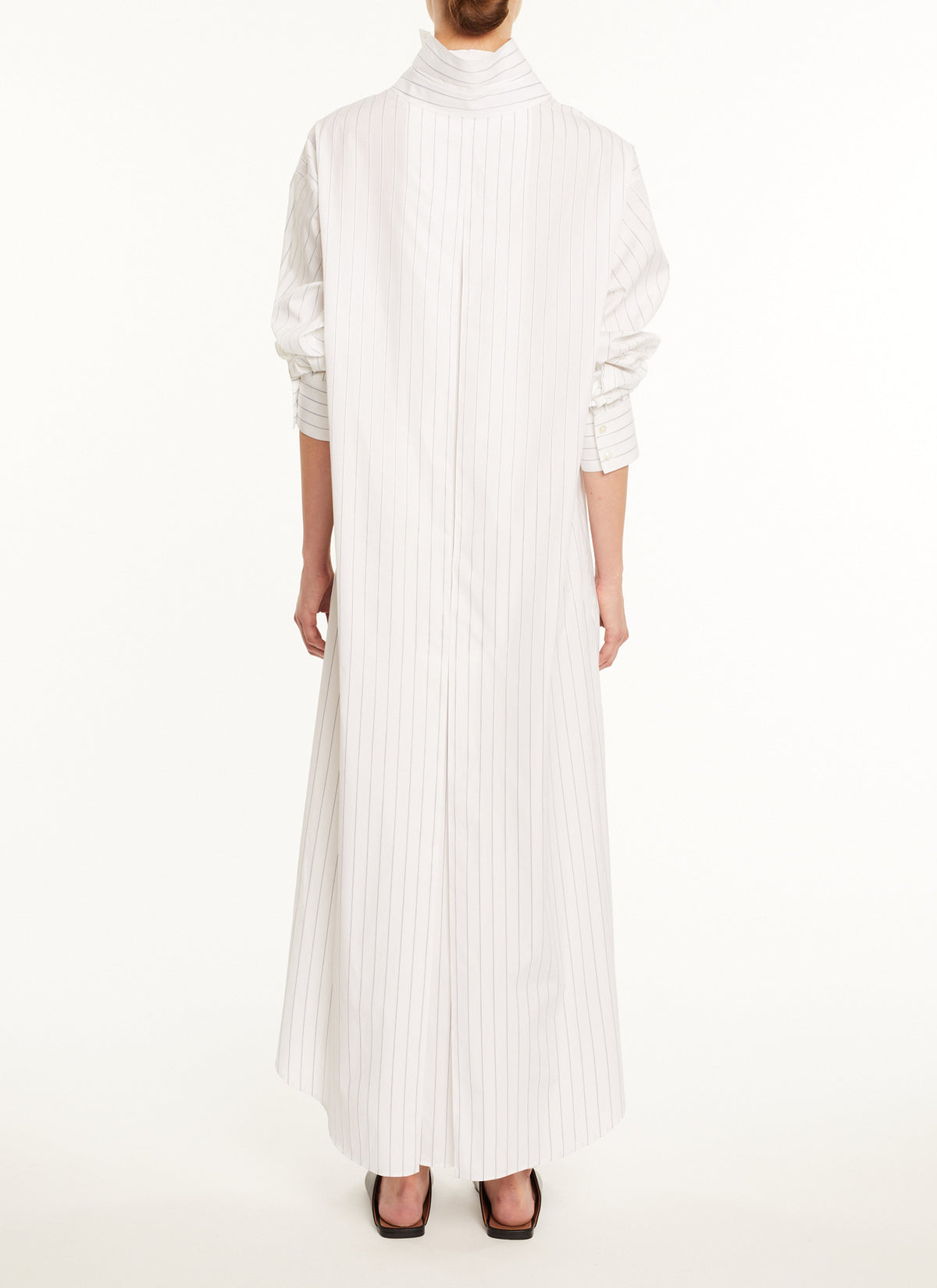 Robe chemise droite unie - Blanc & Bleu
