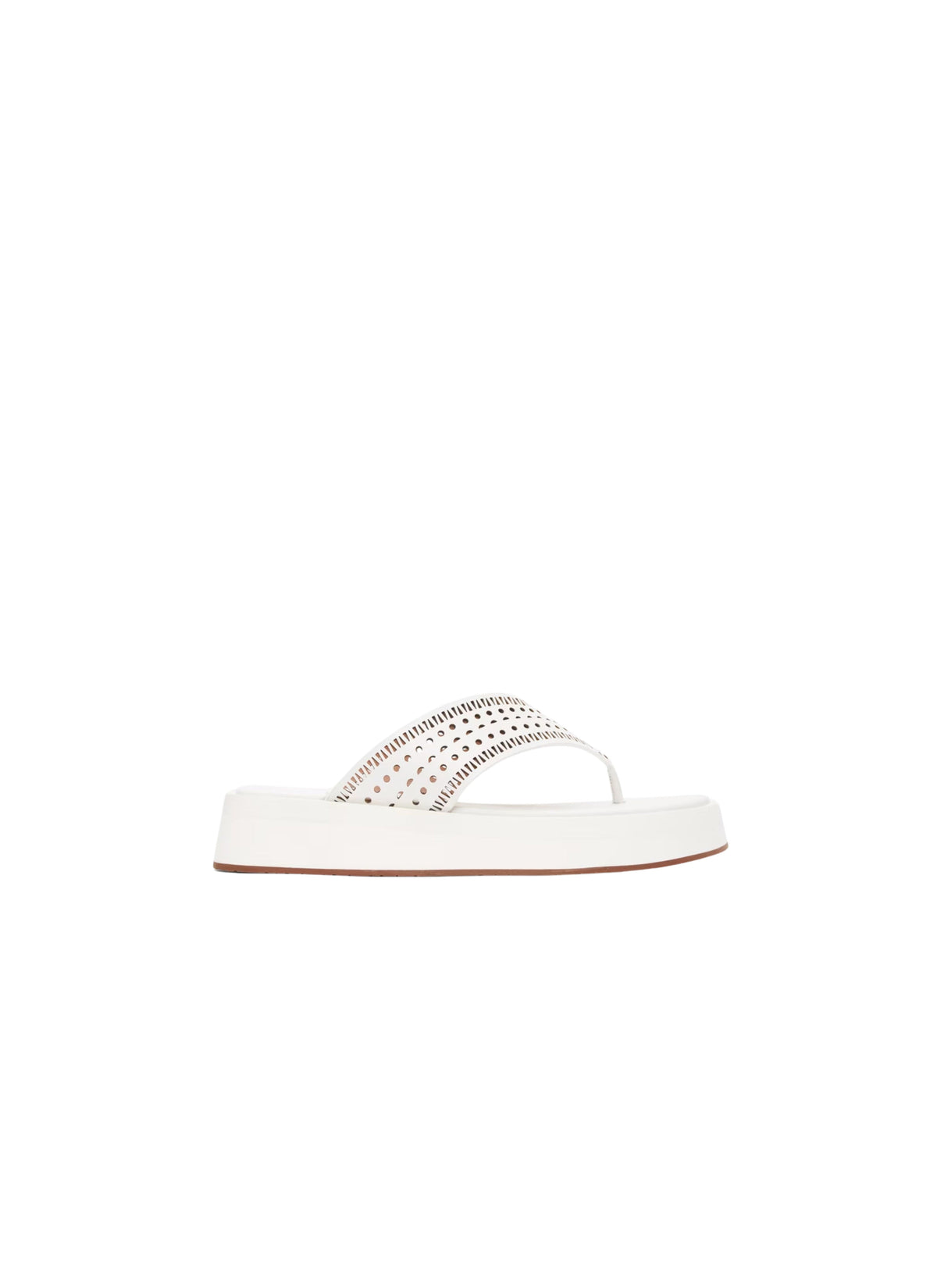 Perforated platform flip-flops in leather - Off White