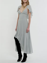 Robe longue fluide en soie - Desert Green