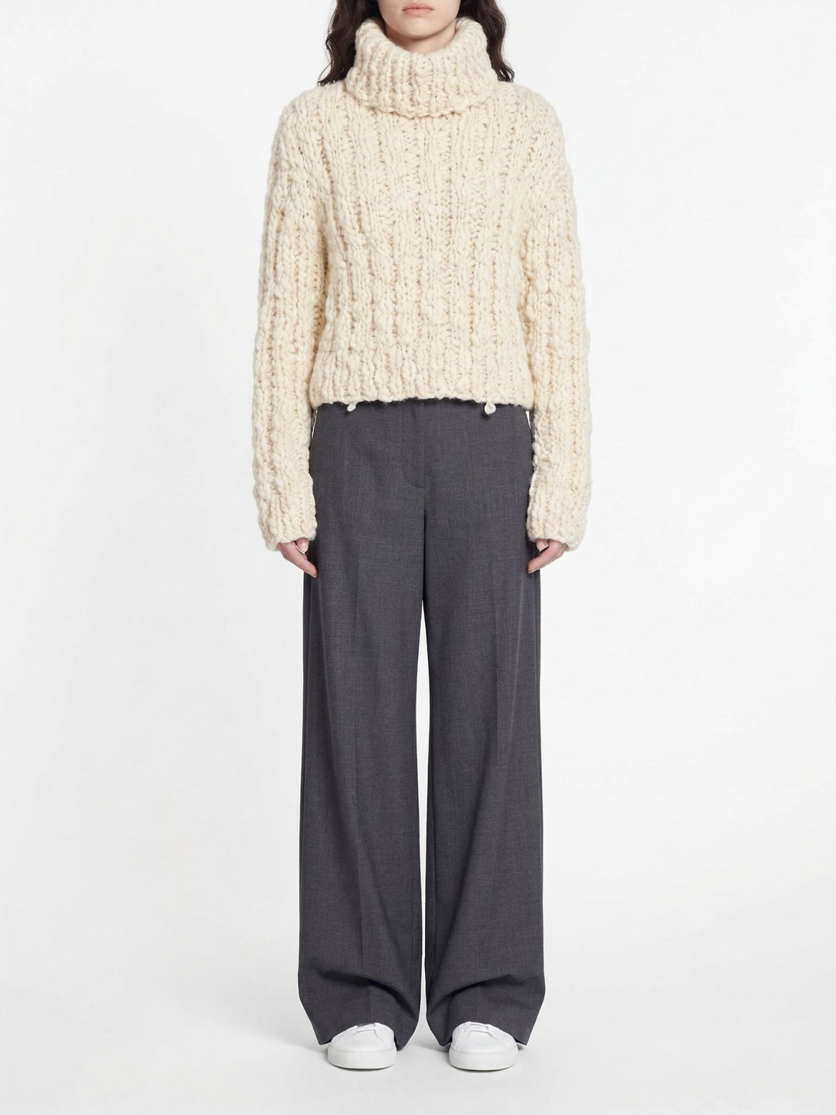 Pull coupe essentielle en laine - White Powder