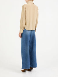 Blouse col lavalière en soie - Iconic Milk
