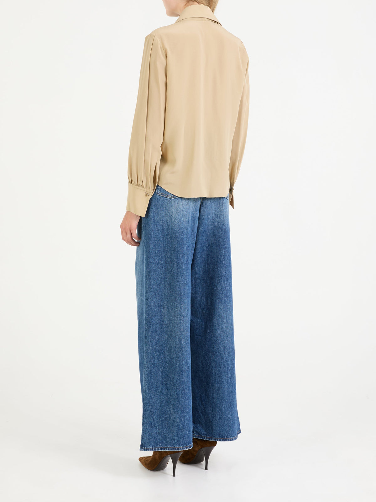 Blouse col lavalière en soie - Iconic Milk