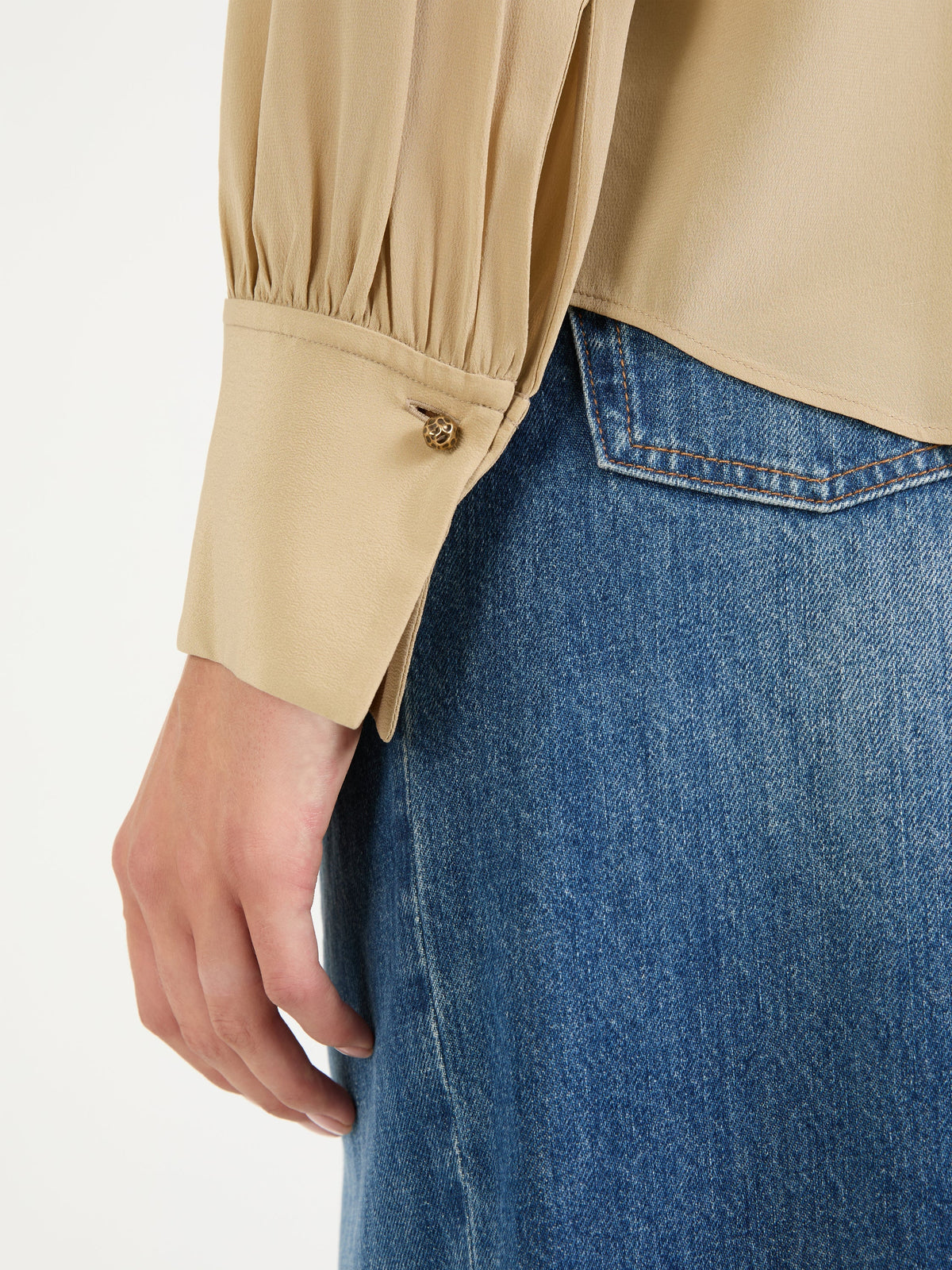 Blouse col lavalière en soie - Iconic Milk