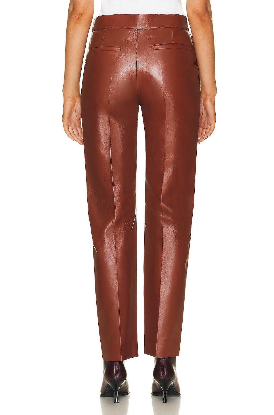 Pantalon droit en cuir - Intense Brown