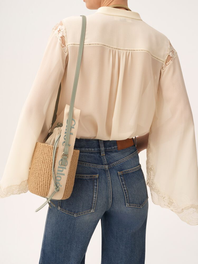 Petit sac panier à logo brodé Woody - Vintage Khaki