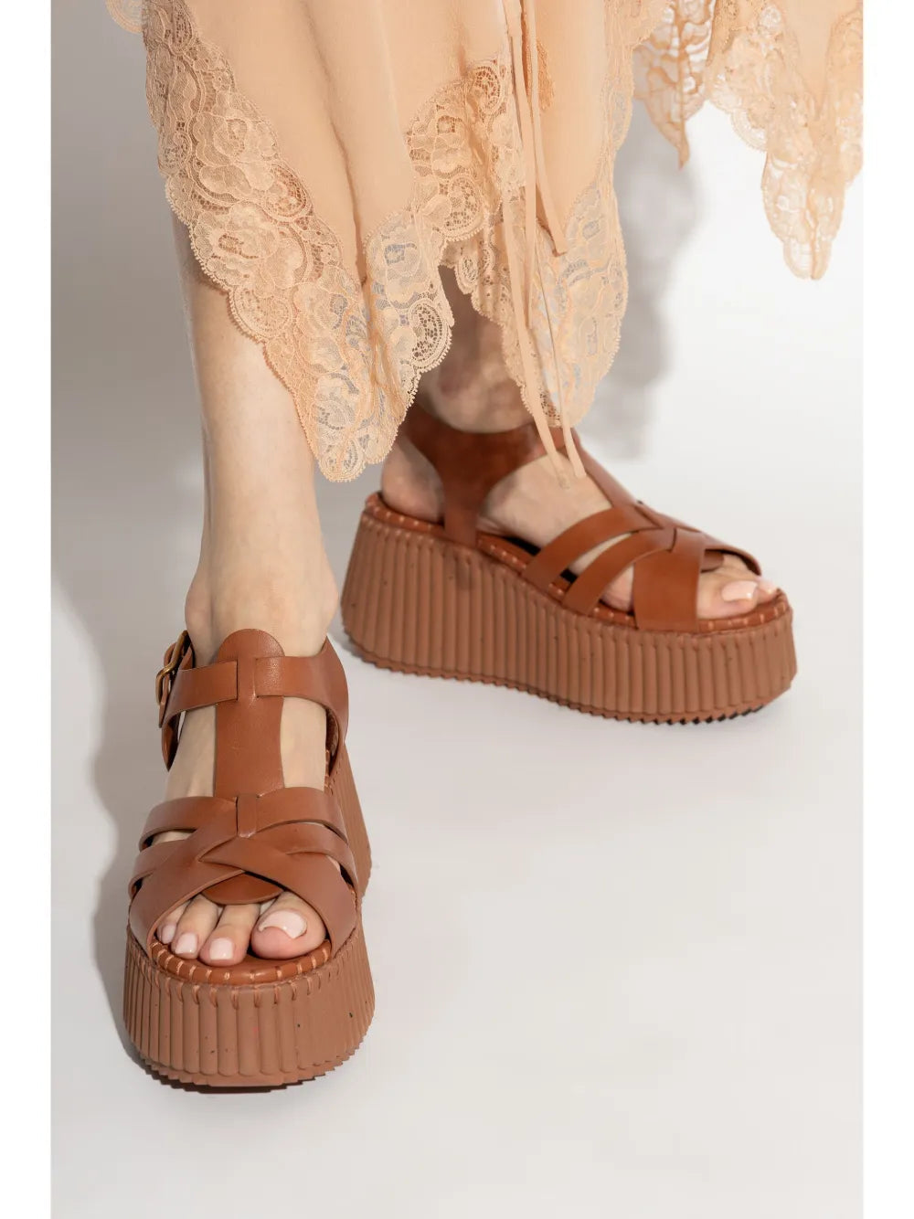 Sandales compensées Nama 80 en cuir - Ginger Brown