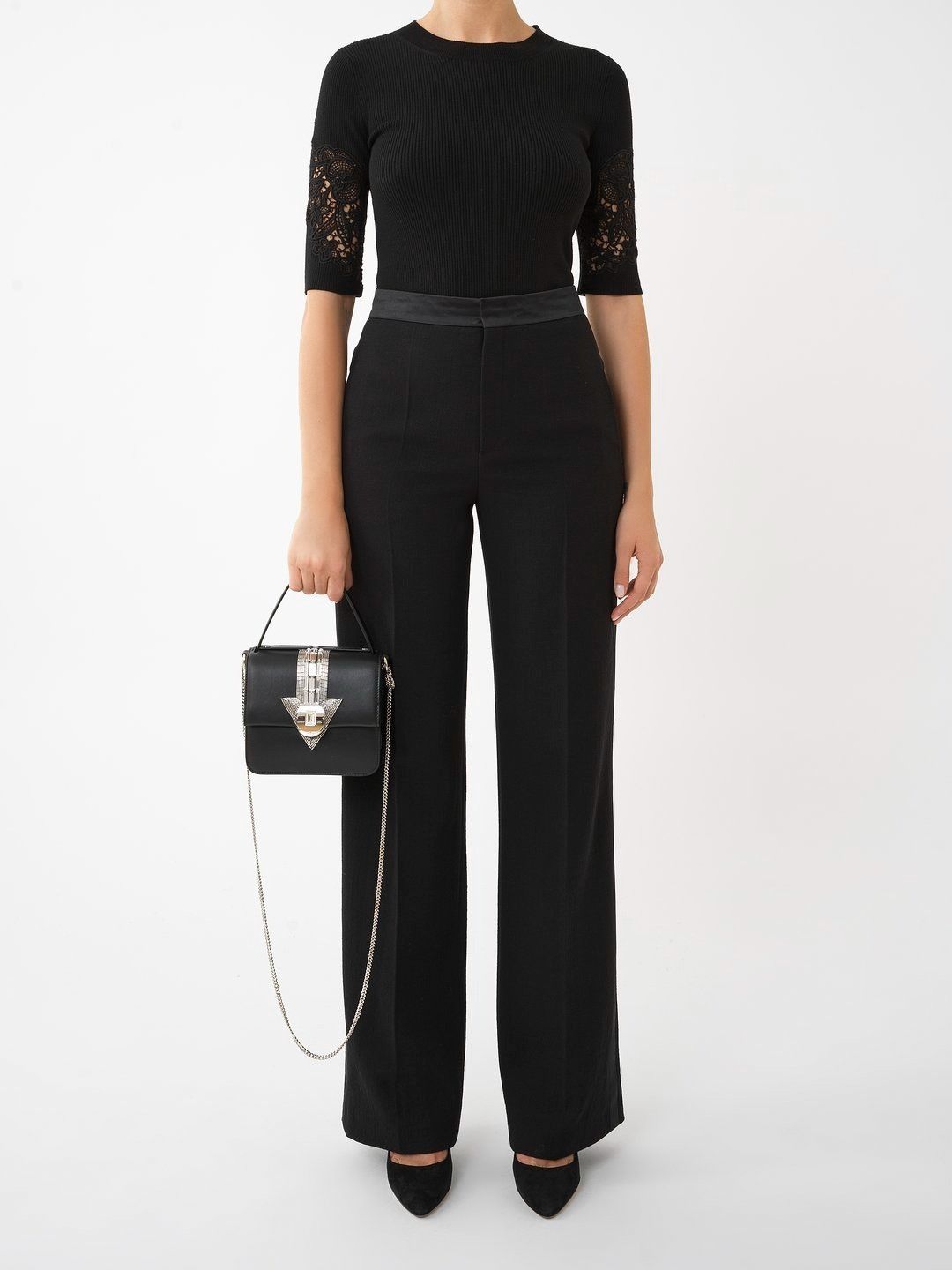 Micro sac porté épaule Penelope en cuir - Black