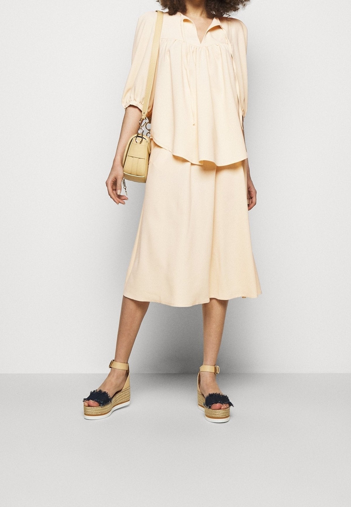Jupe midi ample - Macadamia Brown