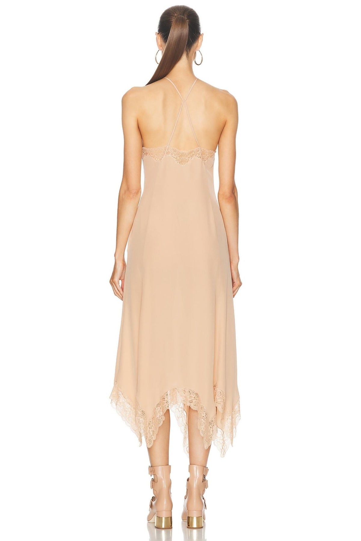Robe longue lacée en soie - Sand Brown