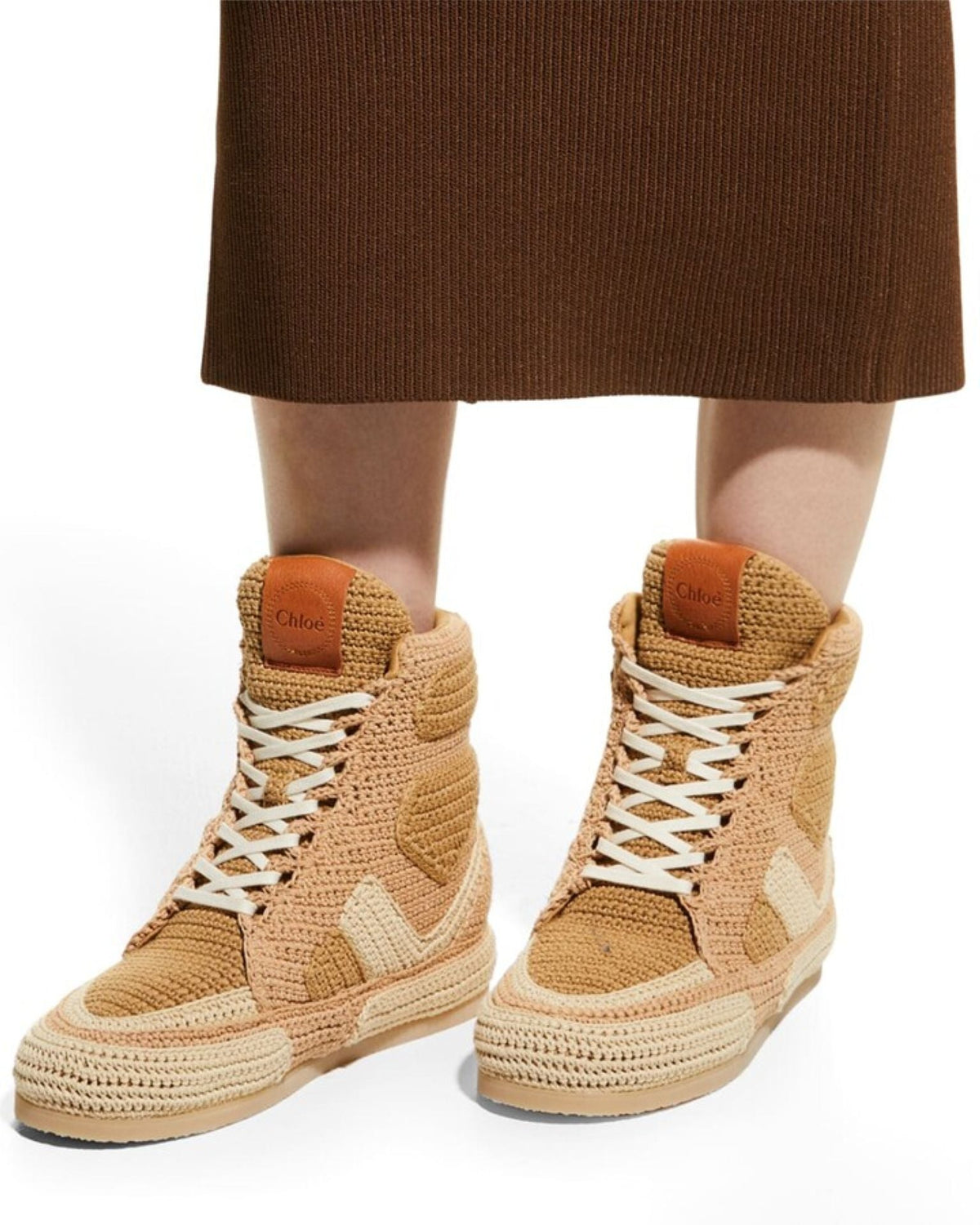 Sneakers Myha montantes effet crochet - Quiet Brown