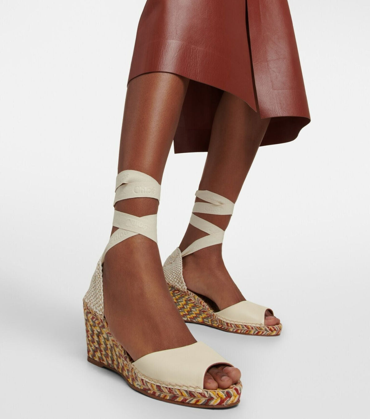 Sandales espadrilles compensées Piia en cuir - Eggshell