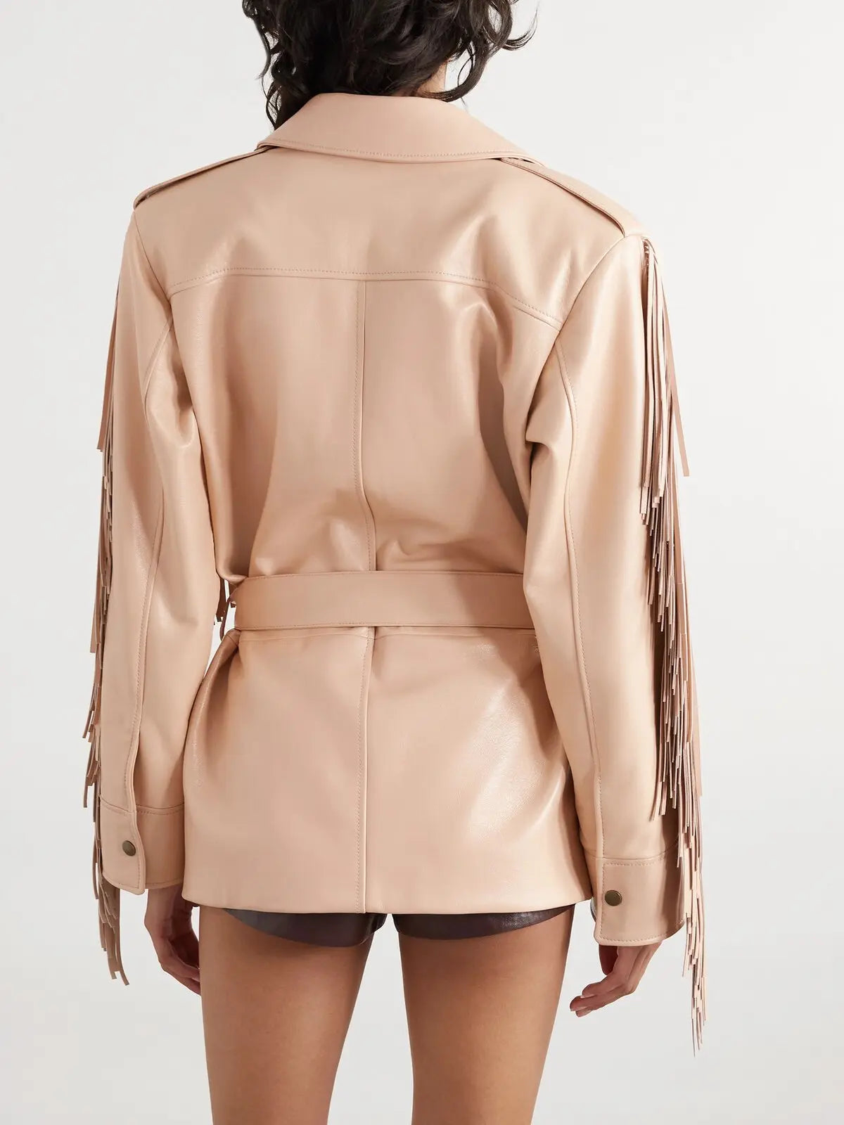 NEW_Veste à franges en cuir - Cameo Rose