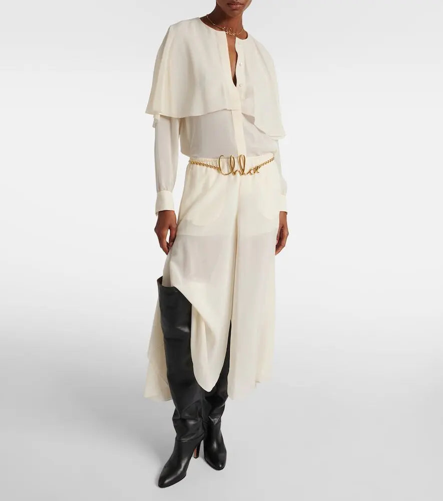 NEW_Top à volants en soie - Dusty Camel