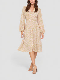 NEW_Robe imprimée en soie - Pink & Green