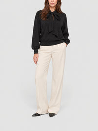 Blouse à col noué en laine - Black