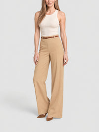 NEW_Pantalon evasé avec ceinture - Pearl Beige