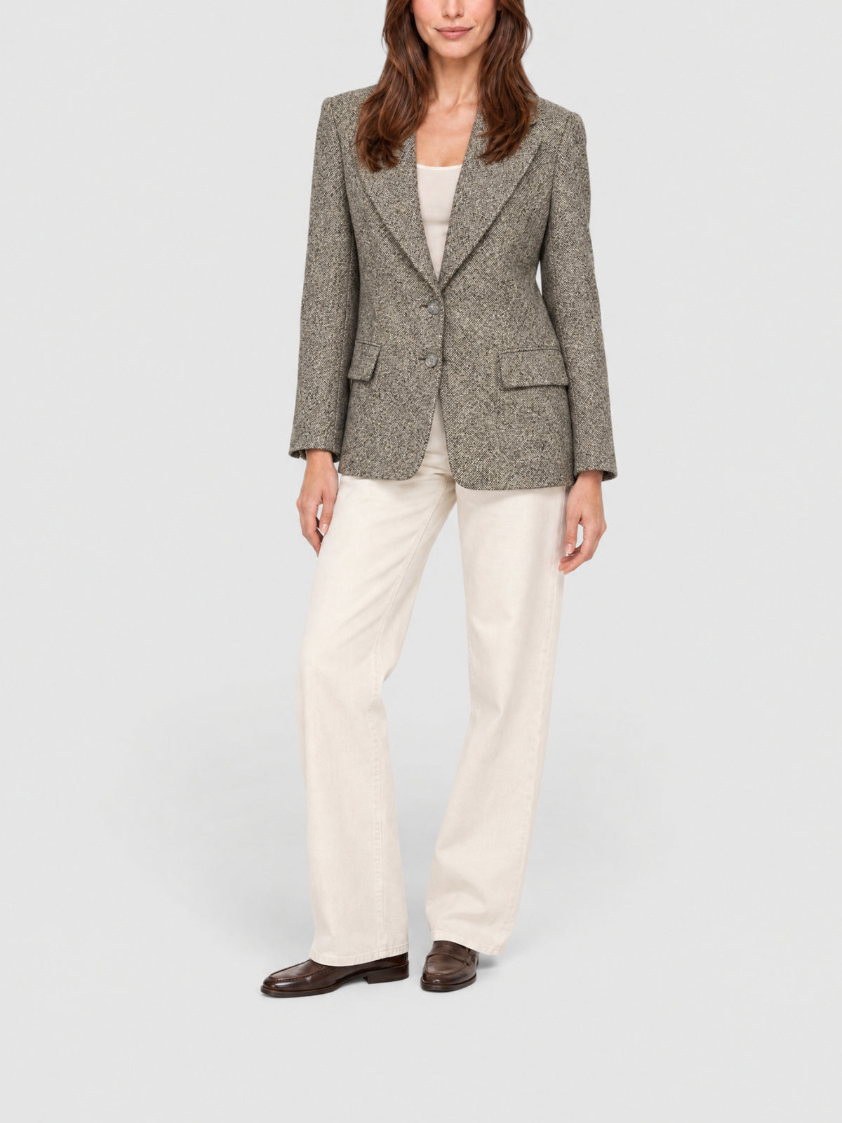 NEW_Veste avec poches en laine et soie - Mainly Brown