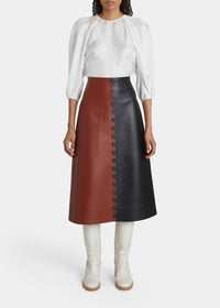 NEW_Jupe midi en cuir - Multicolor Black