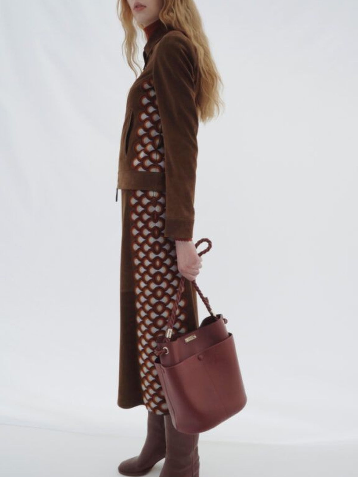 Jupe C-Scallop en cuir - Brick Brown